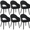 Goeurvant Set di 6 sedie da sala da pranzo, con gambe in legno e bracciolo, per sala da pranzo, per sala da pranzo, cucina, colore nero