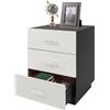 Lilyeriy Comodino moderno con 3 cassetti, colore nero, bianco caldo, 40 x 40 x 58 cm, grande spazio facile da montare