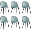 DEYARNA HOME Set di 6 Sedie da Pranzo in Velluto, Sedia da Cucina Moderna Imbottita con Piedini in Metallo Nero, Sedie del Medio Secolo per Sala da Pranzo, Cucina, Soggiorno (Verde/Nero Piedi)