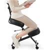 COSTWAY Sedia Ergonomica Inginocchiata con Schienale e Ruote, Sedia da Ginocchio Regolabile Posturale Struttura in Metallo, Sgabello Ergonomica per Casa e Ufficio (con Schienale)
