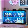 MSFE Vetrina Soggiorno in Vetro con LED, 2 in 1 Vetrina Espositiva/Mobile TV con Sensore e Vetro Curvo, 160 x 85 x 38cm, Moderni Espositore Plexiglass Vetrinetta Espositiva per Collezionismo lego Soggiorn