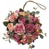 Washranp Fiore Artificiale Appeso, Palla di Fiori Finti Palla di Fiori Colorati in Plastica Realistica Eterna per La Decorazione della Festa Nuziale, Giardino di Casa Fai da Te Rosa Scuro