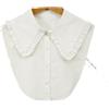 Generic Linbaiway Donna Grande Risvolto Ruffles Falso Colletto Spalla Avvolgente Bianco Nero Cravatte Staccabili NEP Kraagie 41 cm(White)