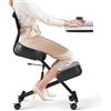 GIANTEX Sedia Ergonomica per Correzione Posturale con Schienale, 4 Ruote Bloccabili e Supporto per Ginocchia, Sedia da Lavoro con Seduta Regolabile, Carico Fino a 100 kg (con Schienale)