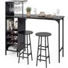 GIANTEX Set da Bar 3 pz Tavolino e Sgabelli da Bar, Tavolo da Colazione con Sgabelli, Tavolo Bistro in Forma Quadrata 120x40x90 cm, 4 Colori (Nero)