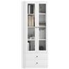 HOMCOM Credenza Cucina Multiuso Mobile con 2 Cassetti 59x30x164cm Bianco | Armadietto, per Soggiorno e Salotto, Ante in Vetro, Cerniere Ammortizzate, Ripiani Regolabili