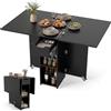 GIANTEX Tavolo da Pranzo Pieghevole, Mobile da Cucina con Ali Pieghevoli, 1 Cassetto e 2 Ripiani Aperti, per 2-4 Persone, Salvaspazio, 120 x 72 x 75 cm, Ideale per Sala e Cucina