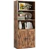 IRONCK Libreria con 2 ante, scaffale a 5 livelli, stile industriale, libreria, vetrina per studio, ufficio, soggiorno, camera da letto, marrone vintage
