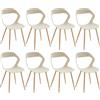 JZGORC Set di 8 Sedie da Pranzo Moderno, Sedie da Cucina, con Gambe in Metallo Sedia e Grande Design Dello Schienale Cavo, Adatto Per Soggiorno e Sala da Pranzo - Cachi + Legno