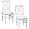 Metdrew Sedia Cucina in Legno con Schienale 42x50x93 cm - Sedia da Pranzo - Stile Rustico - Pino - Bianco - Set 2 Pezzi