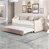 Xnferty Divano letto estensibile 90/180 x 200 cm, letto matrimoniale divano, letto 2 posti divano letto estraibile, Senza materasso (Beige, Lino, 90/180 x 200 cm)