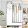 Kelodan Armadio da corridoio, H180/B100/T35 cm, imbottito, multifunzionale, con lavagnetta, appendiabiti moderno con 4 ganci per ingresso, lavanderia, bianco