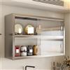 Tqertrtfxa Scaffale portaoggetti da cucina in acciaio inox a parete,a uno o due strati,mobiletto a, sospeso a, con ante scorrevoli(120 * 30 * 70cm/47.2 * 11.8 * 27.6in)