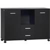 Vinsetto Armadietto Multifunzionale per l'Ufficio Legno 100x40x71cm Nero | Ruote a 360°, per Stampanti e Fascicoli