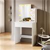 SIRHONA Toeletta, Specchio LED a Luminosità Regolabile, Tavolo da Trucco con Specchio, 1 Cassetto e 2 Ripiani di Stoccaggio, Stile Moderno, Bianco