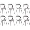 DEYARNA HOME Set di 8 Sedie da Pranzo in Plastica con Gambe in Metallo, Sedie Laterali Senza Braccioli per Sala da Pranzo, Cucina, Sala di Ricevimento, Soggiorno (Grigio)