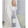 ANLEM Elegante borsa per vino con manico in resina con rete di strass e manico in marmo, portabottiglie per picnic, spiaggia, uso quotidiano, elegante sacchetto regalo per bottiglie di vino (bianco)