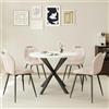 GrandCA HOME Set da 5 Pezzi Tavolo e Sedie da Pranzo, Tavolo Rotondo da 100 cm con 4 Sedie Imbottite Moderne, Adatto Per Sale da Pranzo e Cucine Soggiorno (Motivo Marmo+ Beige)