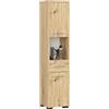 AKORD | Mobile Alto da Bagno | 30x140x30 cm, peso 25 kg | 2 Ripiani con Ante | 1 Cassetto, Scomparto aperto | Adatto Anche come Pensile | Moderna Mobiletto | Armadio a muro | Quercia Artisan