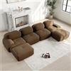 Bladez - Divano moderno a 4 posti in cord, modulare, a forma di U, con pouf sgabello, senza montaggio, combinabile con altri divani, per soggiorno (Marrone, 4 posti+2)