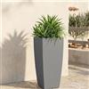 Decor Space Vaso Cromia Square quadrato e alto tinta unita in resina Made in Italy (70 cm, Grigio)
