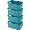 EURXLQ 4 Pezzi Cestini Portaoggetti Plastica Scatole Organizer con Manici,Contenitori per Armadio,Contenitore Plastica,Organizer Portaoggetti per Cucina Bagno Cosmetici (Verdi, 30×20×12 cm)