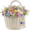 Creative Home Cesto in Vimini con Manico 35x35x39 cm | Grande e Leggero | Fatto a Mano | Cestino per la Spesa, Cesto Regalo, Cesta Frutta, Cestino da Picnic | Colore Bianco Sbiancato
