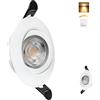 Aulaiyi Faretti LED da Incasso per Cartongesso Dimmerabile 230V, 5.5W 600LM IP44 Faretto Incasso Ultra Piatti 68mm, 2700K Bianco Caldo Faretti LED Soffitto Ruotabile a 45° per Bagno, Set di 1 Bianco
