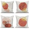 ASDCXZ Set di 4 Federe Cuscini Boho 40x40 Astratto Foglie Piazza Divano Decorazione Federe per Cuscino, Moderno Minimalista Foglia di Palma Lavabile Marrone Poliestere Tessile Esterna Copricuscini