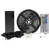 SUPERNIGHT EPBOWPT, striscia LED RGB, SMD 5050, 300 LED, IP65, impermeabile, 5 m, funzione di cambio colore, telecomando a infrarossi con 44 tasti + alimentatore di rete europeo da 12 V, rgb, Black PCB, 2G10