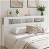 IKAYAA Testiera Letto Matrimoniale con LED Testiera Letto Matrimoniale Legno 200 cm Testiera con Contenitore Testiera Letto con Scomparti -Bianco-200 x 103.5 cm