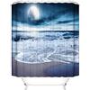OCEUMACO Design Mare Tenda Doccia Antimuffa Stampa 3D Spiaggia Onda Blu Scura Bianca Tende Vasca da Bagno in Tessuto Poliestere Impermeabile Luna Oceano Moderna 180x180 cm Lavabile Lavatrice