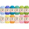 LIHAO Filato per Uncinetto in Cotone e Acrilico, 12 x 15g Gomitoli di Lana per Amigurumi, Filato Morbido e Resistente per Principianti, Kit da Cucito per Hobby Creativi e Fai-da-te - 12 Colori