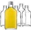 KADAX Flachmann 200ml, 10 pezzi, piccole bottiglie di vetro con tappo a vite, flaconcini, bottiglie vuote da riempire, mini bottiglie per liquori, bottiglie per grappa (Bianco)