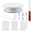 XZMCAT Piatto per torta girevole da 28 cm, supporto per torte a 360° con 7 beccucci, spatola, sac à poche e 3 raschietti per torte, piatto girevole per torte, accessori per decorazioni torte