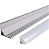 TECNO&LED Profilo in alluminio 10 METRI per strip LED angolare copertura a scelta (5x 2MT Angolare 007 copertura opaca)