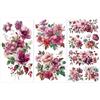 PLIGREAT 3 Fogli Fiori Vintage Strofinare Su Trasferimenti Per Mobili Acquerello Fiore Strofinare Su Adesivi Per Cassettiere In Legno Guardaroba Ceramica Scrapbooking Artigianato Adesivi Decorativi