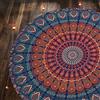 RAJRANG Piccola tappezzeria rotonda Arancione 122 cm Chakra Mandala Roundie Boho Hippie Tovaglia da spiaggia in puro cotone per picnic e campeggio Round Tapestry