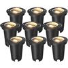 Ledvion 9 pezzi Faretto LED da Incasso IP67 10W 230V GU10 dimmerabile | inclusa con cavo 1m per giardino terrazza vialetto e percorsi