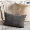 FDTERN Federe Cuscini Grigio Scuro 35x55 per Divano in Velluto a Coste Moderno Morbido Motivo a Croce Decorativa Copricuscini con Cerniera Invisibile per Divano Camera da Letto