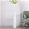 Leewadee Vaso Bianco Decorativo Per Fiori O Pampas Da Interno Da Terra, Alto 105 cm, Resina