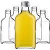 KADAX Flachmann 200ml, 5 pezzi, piccole bottiglie di vetro con tappo a vite, flaconcini, bottiglie vuote da riempire, mini bottiglie per liquori, grappe (Argento)