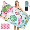 joyoldelf Telo da Mare Microfibra 180x90 cm Fenicotteri Rosa Doppio Lato, Asciugatura Rapida Anti Sabbia, Morbido Leggero con Sacchetto Trasporto, Ideale per Spiaggia Piscina Vacanze Campeggio