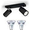 Philips Kosipo Lampada faretti da soffitto (Nero) - Luce bianca calda - Faretto da soffitto 2 punti luce - GU10 - Non dimmerabile