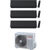 Toshiba SHORAI EDGE BLACK R32 Climatizzatore a parete trial split inverter Wi-Fi nero - unità esterna 5.2 kW unità interne 12000+9000+7000 BTU