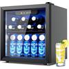 EUHOMY Frigorifero per bevande, 55 lattine, porta in vetro, illuminazione a LED, ufficio/bar silenzioso da 43 dB