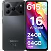 DOOGEE Versione Globale DOOGEE Note 56 Smartphone Android 16 Batteria Grande da 6150mAh Display 6.56'' 90Hz 24GB 64GB Fotocamera 8MP Telefono Cellulare