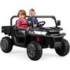 COSTWAY 12V Auto Elettrico per Bambini, Trattore Elettrico con Scatola di Scarico, Macchina Elettrica con Pala Telecomando e Musica, Regalo per Bambini 3-8 Anni, 3-8 km/h (Nero)