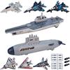 VBACALA Kit di Portaerei per Bambini-con Aereo Corazzato a Ripiego, U-Boat e Navi da Guerra,Set Giocattoli Militari Navali Appassionati di Storia Militare per Bambini 3+ Anni