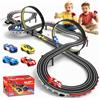 JONRRYIN Piste Corsa Elettriche, 1:64 Pista Macchine Telecomandate Extra-Lungo Piste Auto - 4 Led Macchine, USB, Comandi, Contatore, Passaggio A 360°, Giocattoli Regali Piste Corsa Bambini 3+ Anni